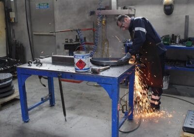 Image of a staff member doing some metal fabrication at the Slanetrac Engineering Limited workshop